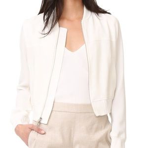 Theory Daryette Crepe Bomber Jacket White Size P